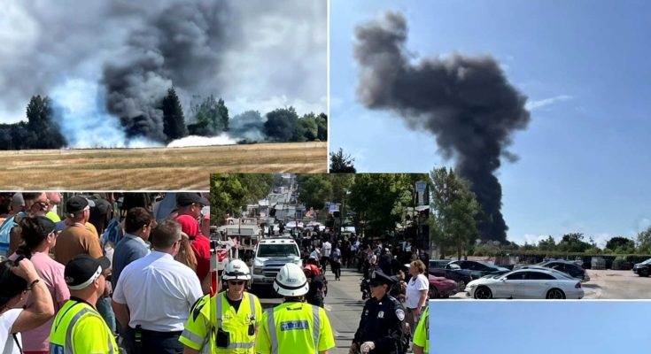 Emergency response to large smoke plume from field fire