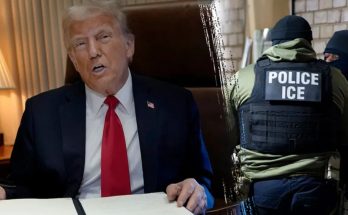 ICE agents detaining individual in enforcement action