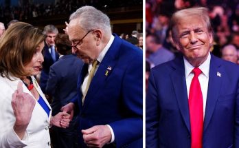 Pelosi, Schumer, and Trump at political events