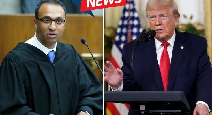 Judge and Donald Trump in split news image