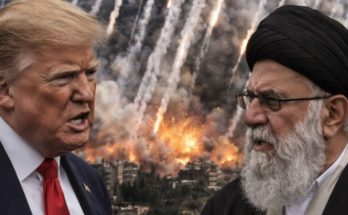 Explosion damage after rocket attack in city