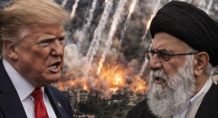 Explosion damage after rocket attack in city