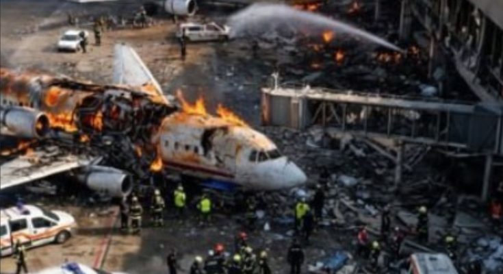 Missile strike over Tel Aviv causing explosions