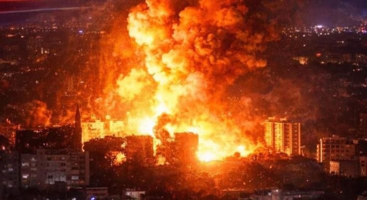 missile strike damage in civilian area