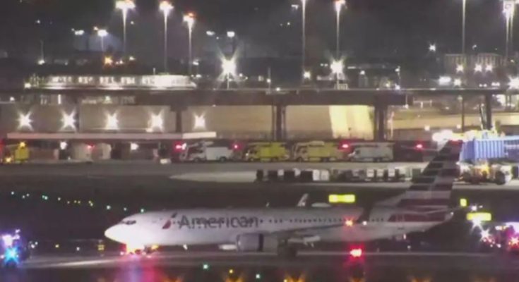 American Airlines plane at Newark Airport gate
