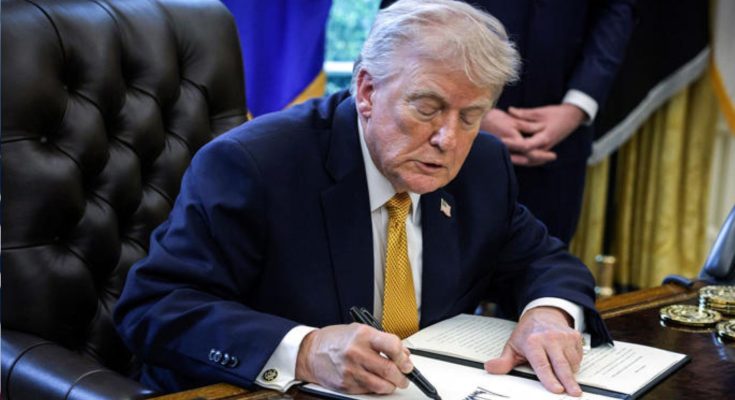 President Donald Trump is adding his name to U.S.