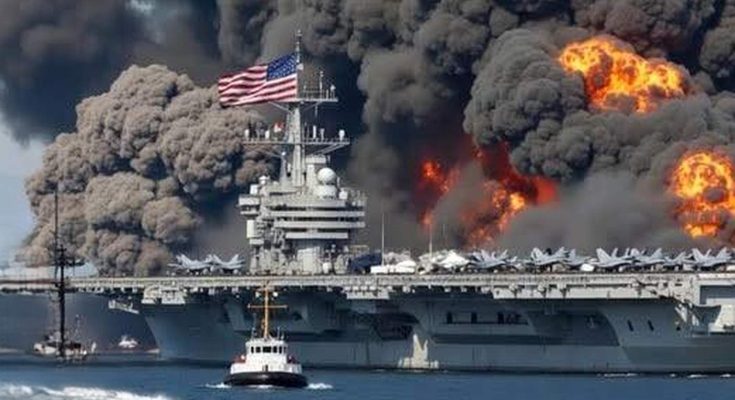 Aircraft Carrier on Fire
