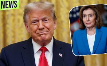 Donald Trump with Nancy Pelosi inset