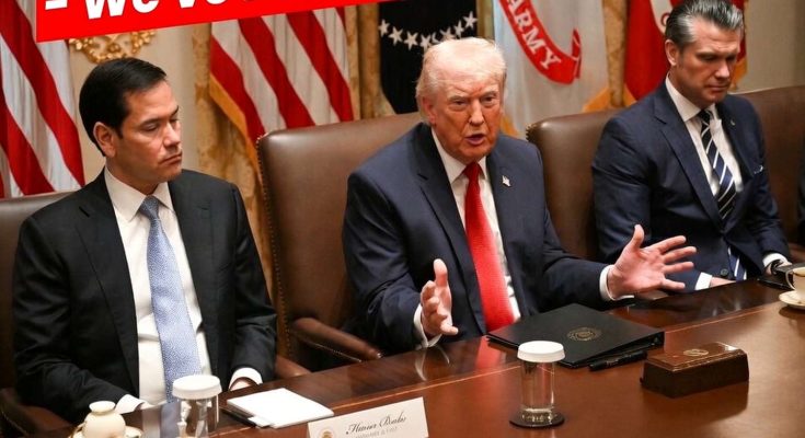 Donald Trump speaking at a meeting with officials