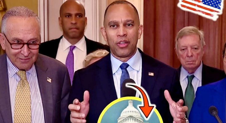 Hakeem Jeffries speaking at press conference with Democratic colleagues