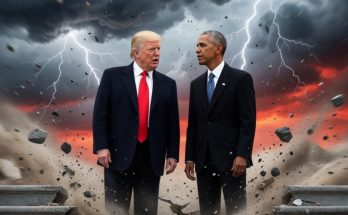 Trump and Obama in apocalyptic scene