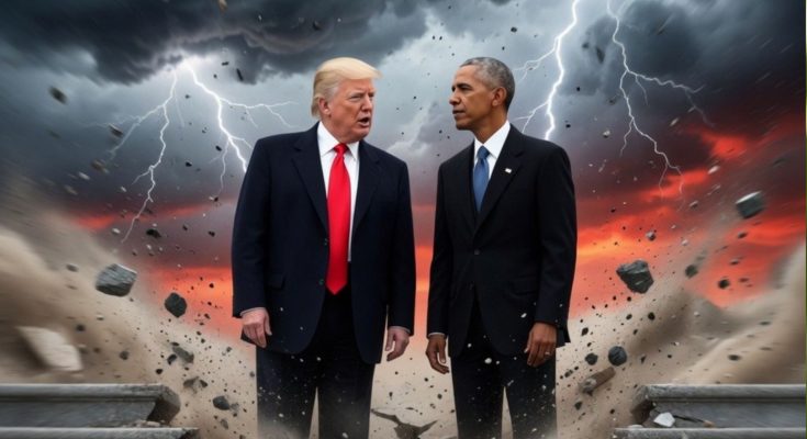 Trump and Obama in apocalyptic scene