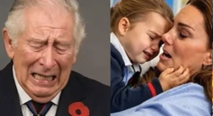 King Charles crying with Kate and child