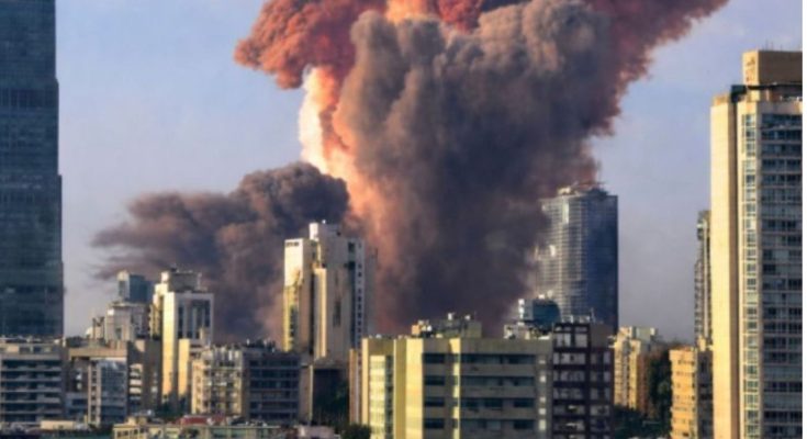 Massive explosion in city skyline
