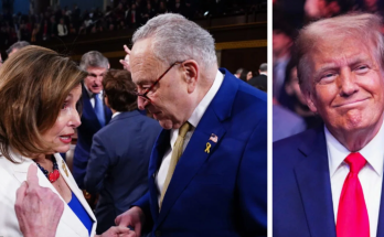 Pelosi, Schumer, and Trump at political event