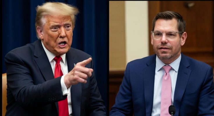 Donald Trump and Eric Swalwell side by side