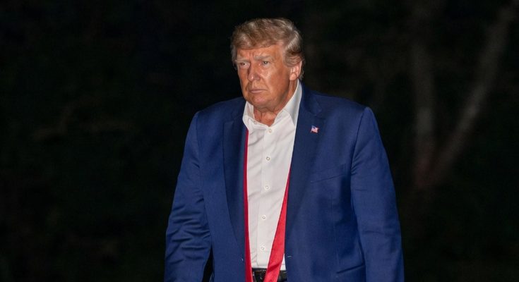 Trump walking with skateboard at night