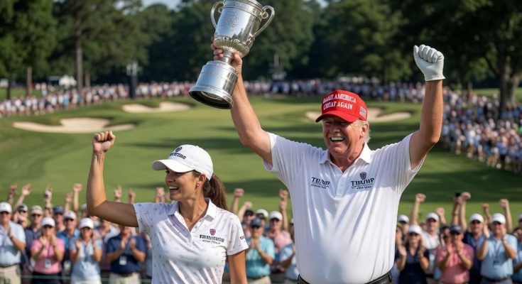 Trump wins golf trophy with woman on course