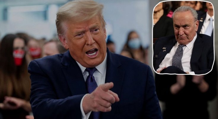 donald Trump speaking and pointing, with inset of Rudy Giuliani in audience