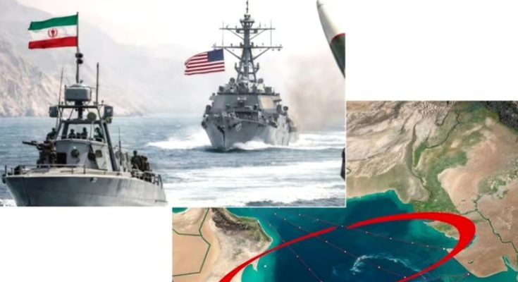 Iranian warship vs US Navy in Strait of Hormuz