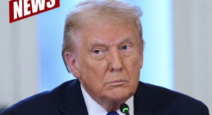 former President Donald Trump speaking at a press conference with 'NEWS' graphic in corner