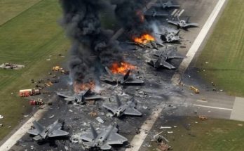 Fighter jets destroyed burning airbase