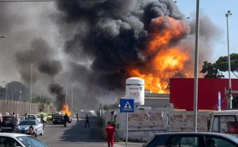 Massive fire thick black smoke