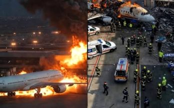 Airplane crashes and airport fire emergency