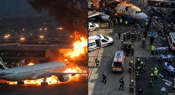 Airplane crashes and airport fire emergency
