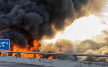 Massive fire black smoke Rodeway Inn