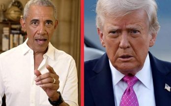 Obama and Trump split portrait