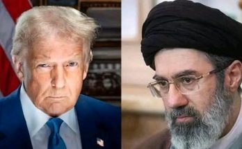 Trump and Khamenei split portrait
