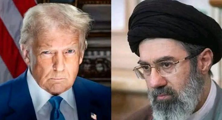 Trump and Khamenei split portrait