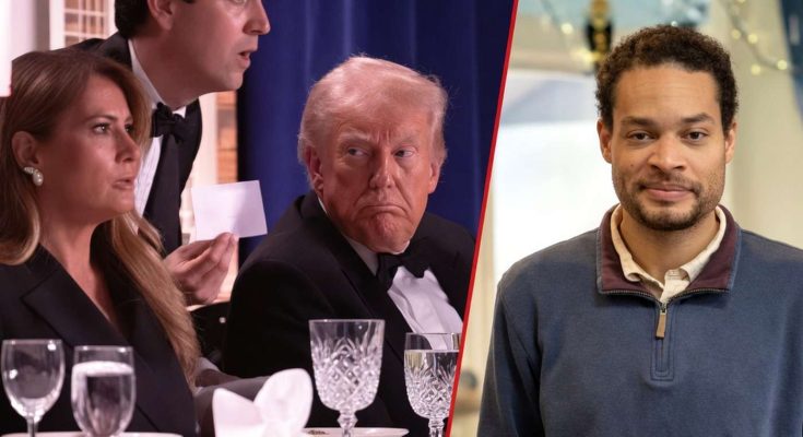 two separate scenes with people at formal event and casual setting