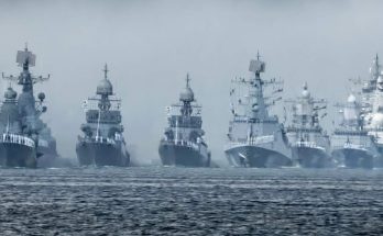 Russian naval fleet at sea