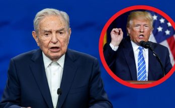 former President Jimmy Carter speaks at podium, inset shows Donald Trump gesturing at