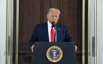 Donald Trump at presidential podium