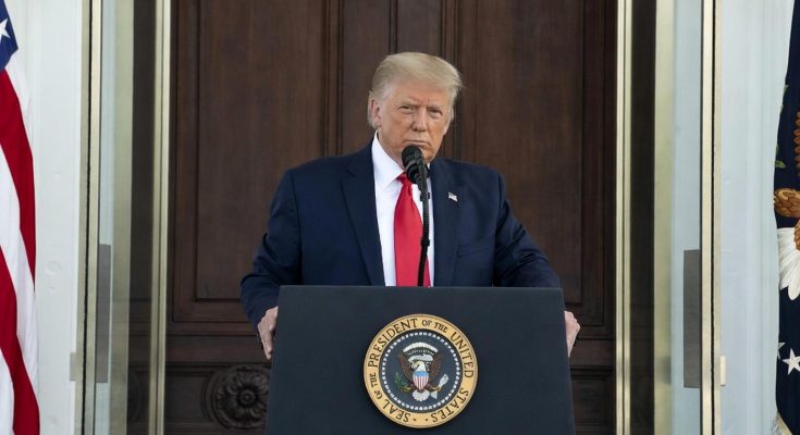 Donald Trump at presidential podium