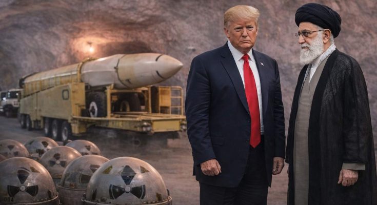 Trump and Khamenei with nuclear weapons