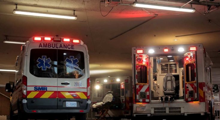 Ambulances inside emergency garage