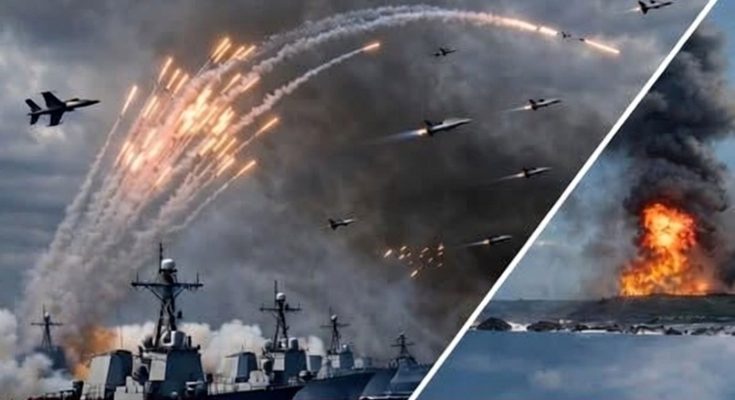 Naval warships fighter jets missile attack