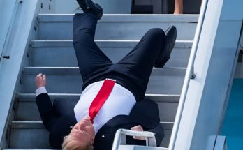 Donald Trump falling down stairs