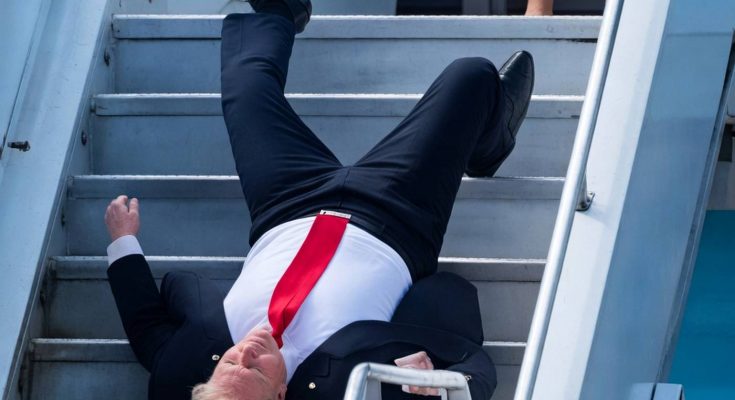 Donald Trump falling down stairs