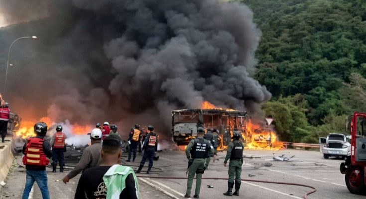 School bus truck crash massive fire