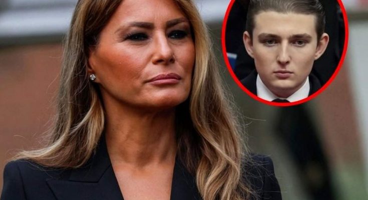 Melania Trump with Barron inset
