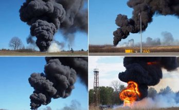 Massive black smoke and fire