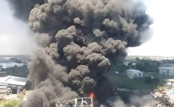 Massive explosion with black smoke