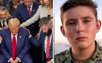 Trump comforted at funeral with soldier