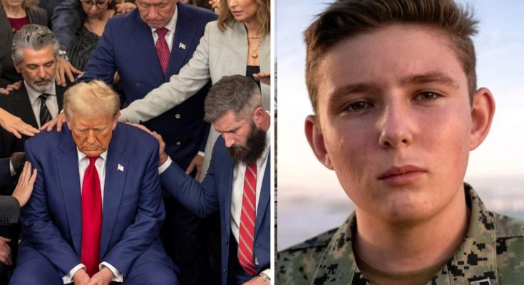 Trump comforted at funeral with soldier