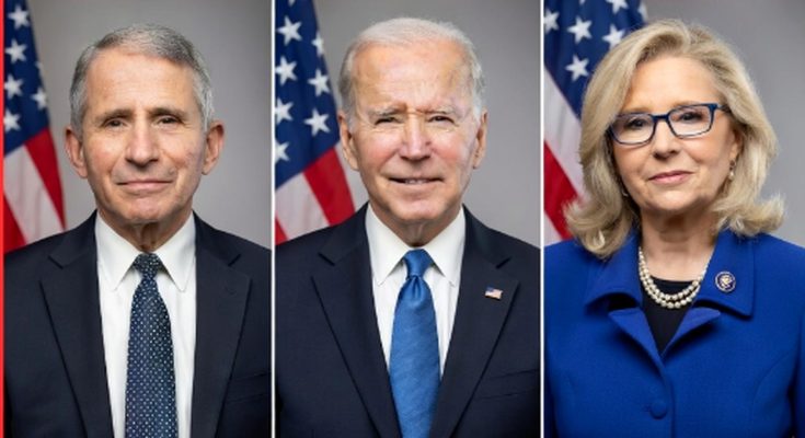 three U.S. officials in formal attire pose against American flags, including Joe Biden